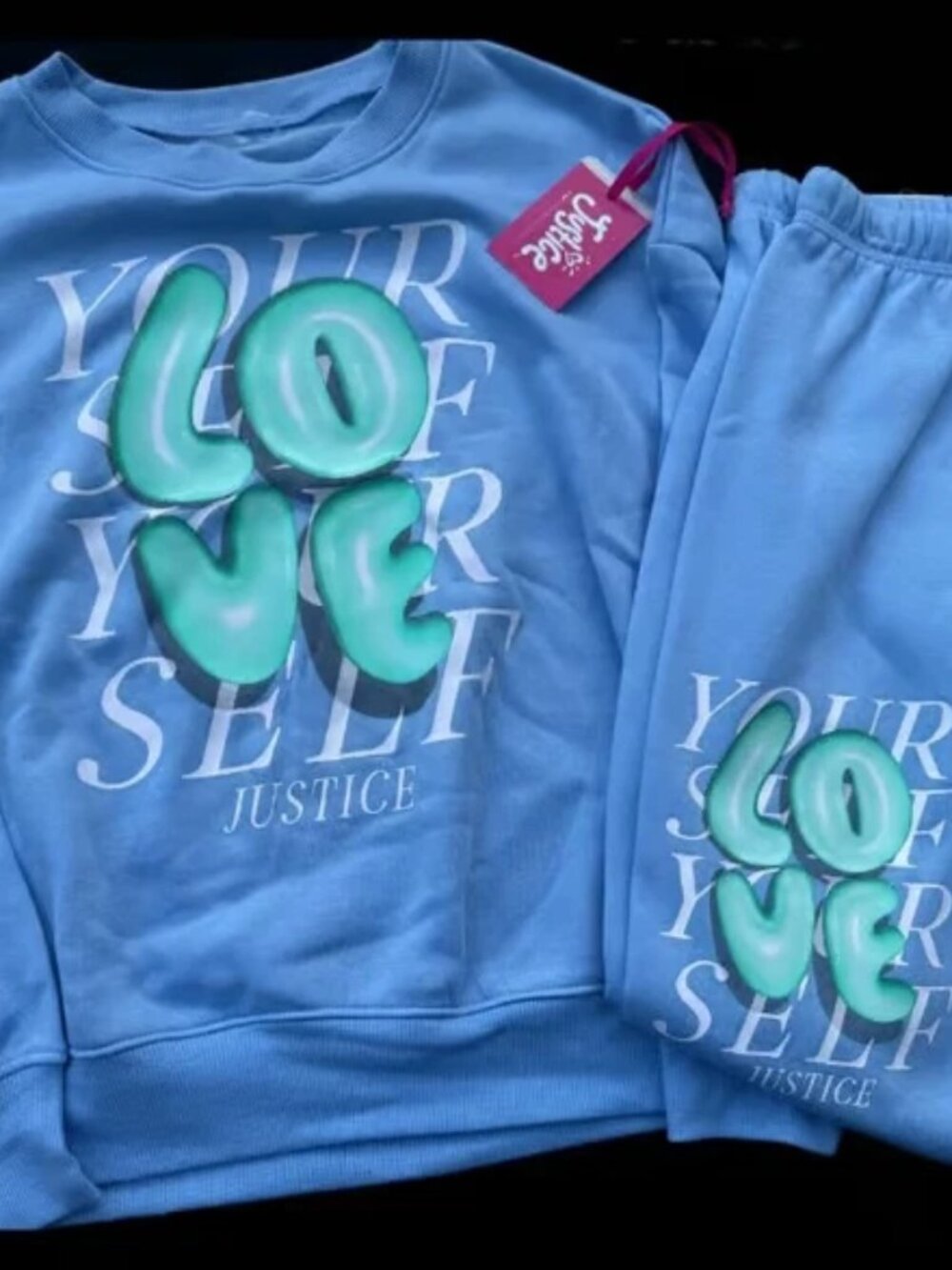 Girls Justice Love Yourself jogger set Size XS 5/6